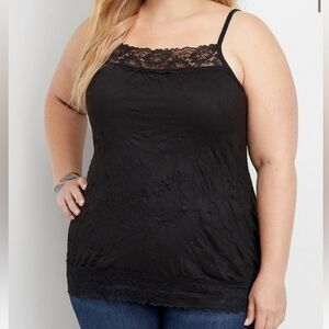 Maurices Black Crinkle Lace Cami 1X